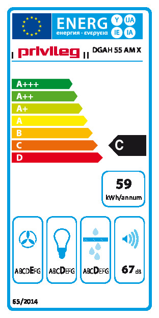 Energielabel Flachschirmhaube DGAH55AMX